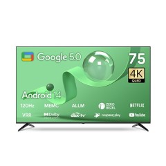 [더함] 스마트 구글 5.0 OS 안드로이드 14 QLED TV 75인치 120Hz 벽걸이/스탠드